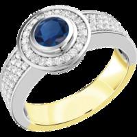 A beautiful sapphire & diamond cocktail ring in 18ct yellow & white gold