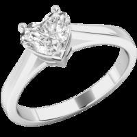 a charming heart shaped solitaire diamond ring in platinum