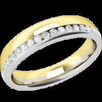 A classic Round Brilliant Cut diamond set ladies wedding ring in 18ct white & yellow gold