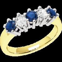 A stylish Round Brilliant Cut sapphire & diamond ring in 18ct yellow & white gold