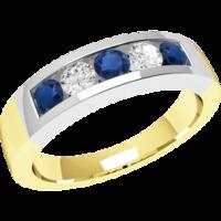 a stunning five stone sapphire diamond eternity ring in 18ct yellow wh ...