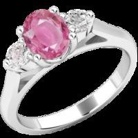 A beautiful pink sapphire & diamond ring in 18ct white gold