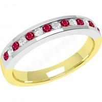 A classic Round Brilliant Cut ruby & diamond eternity ring in 18ct yellow & white gold