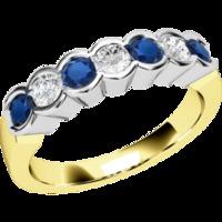 a stylish round brilliant cut sapphire diamond eternity ring in 9ct ye ...