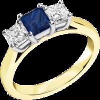 A classic three stone sapphire & diamond ring in 18ct yellow & white gold