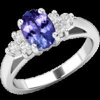 A timeless tanzanite & diamond ring with shoulder stones in 18ct white gold