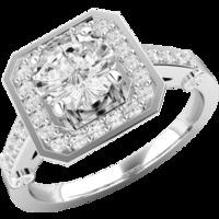 a stunning round brilliant cut cluster style diamond ring in platinum