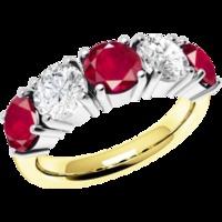 A stunning five stone ruby & diamond eternity ring in 18ct yellow & white gold