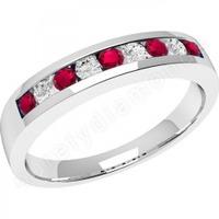 a timeless round brilliant cut ruby diamond eternity ring in 18ct whit ...