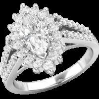 A breathtaking Marquise Cut cluster style diamond ring in platinum