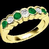 a stylish round brilliant cut emerald diamond eternity ring in 18ct ye ...