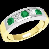 A beautiful Round Brilliant Cut emerald & diamond ring in 18ct yellow & white gold