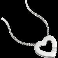 A charming diamond set heart necklace in 18ct white gold