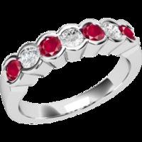 A stylish Round Brilliant Cut ruby & diamond eternity ring in 9ct white gold