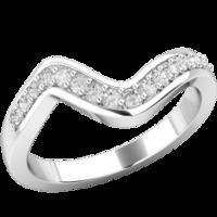 A stylish diamond-set shaped wedding/eternity ring in 18ct white gold