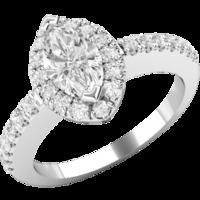 A stunning Marquise cut halo diamond ring with shoulder stones in 18ct white gold