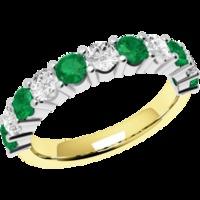 A beautiful Round Brilliant Cut emerald & diamond eternity ring in 18ct yellow & white gold