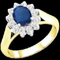 a beautiful sapphire diamond cluster style ring in 18ct yellow white g ...