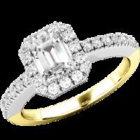 A stunning Emerald cut diamond ring with shoulder stones in 18ct yellow & white gold