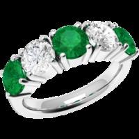 a stunning round brilliant cut emerald diamond ring in 18ct white gold