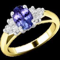 A timeless tanzanite & diamond ring with shoulder stones in 18ct yellow & white gold