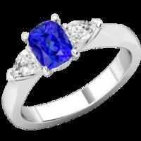 A timeless 3 stone Tanzanite & Diamond ring in platinum