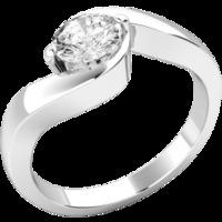 A stylish Round Brilliant Cut twist diamond ring in platinum