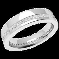 A luxurious Princess Cut diamond set ladies wedding ring in platinum