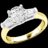 A stylish Round Brilliant Cut diamond ring with shoulder stones in 18ct yellow & white gold