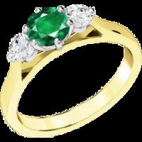 A beautiful emerald & diamond ring with shoulder stones in 18ct yellow & white gold