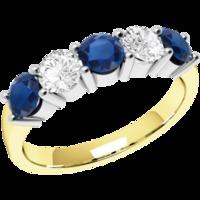 a classic five stone sapphire diamond eternity ring in 18ct yellow whi ...