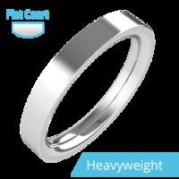 A timeless ladies flat top wedding ring in heavy-weight 18ct white gold