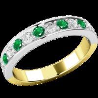 A stunning emerald & diamond eternity ring in 18ct yellow & white gold