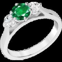 A beautiful emerald & diamond ring with shoulder stones in 18ct white gold