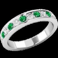 A stunning emerald & diamond eternity ring in 18ct white gold