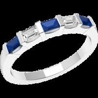 A stylish Baguette Cut sapphire & diamond eternity ring in 18ct white gold