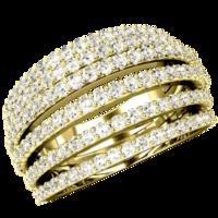 A unique Round Brilliant Cut diamond set ladies dress ring in 18ct yellow gold