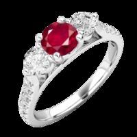 A luxurious ruby & diamond ring with shoulder stones in 18ct white gold