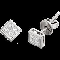 A beautiful pair of Princess Cut diamond earrings in 18ct white gold