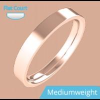 A timeless ladies flat top wedding ring in heavy-weight 18ct rose gold