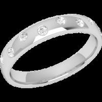 A classic Round Brilliant Cut diamond set ladies wedding ring in palladium