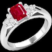 A beautiful ruby & diamond ring with shoulder stones in 18ct white gold