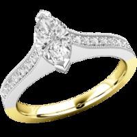 A beautiful Marquise Cut diamond ring with shoulder stones in 18ct yellow & white gold