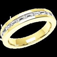 a beautiful baguette cut diamond set wedding ring in 18ct yellow gold