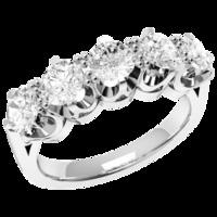 A beautiful Round Brilliant Cut five stone diamond ring in 18ct white gold