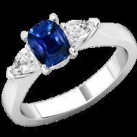 A timeless 3 stone sapphire & diamond ring in platinum