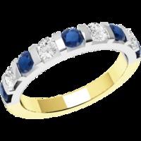 A stylish Round Brilliant Cut sapphire & diamond eternity ring in 18ct yellow & white gold