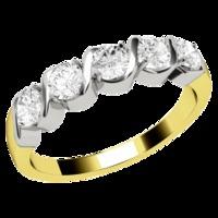 a stylish round brilliant cut diamond eternity ring in 18ct yellow whi ...