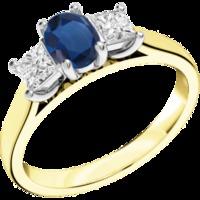 A stunning three stone sapphire & diamond ring in 18ct yellow & white gold