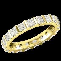 A stunning Princess Cut diamond eternity/wedding ring in 18ct yellow gold